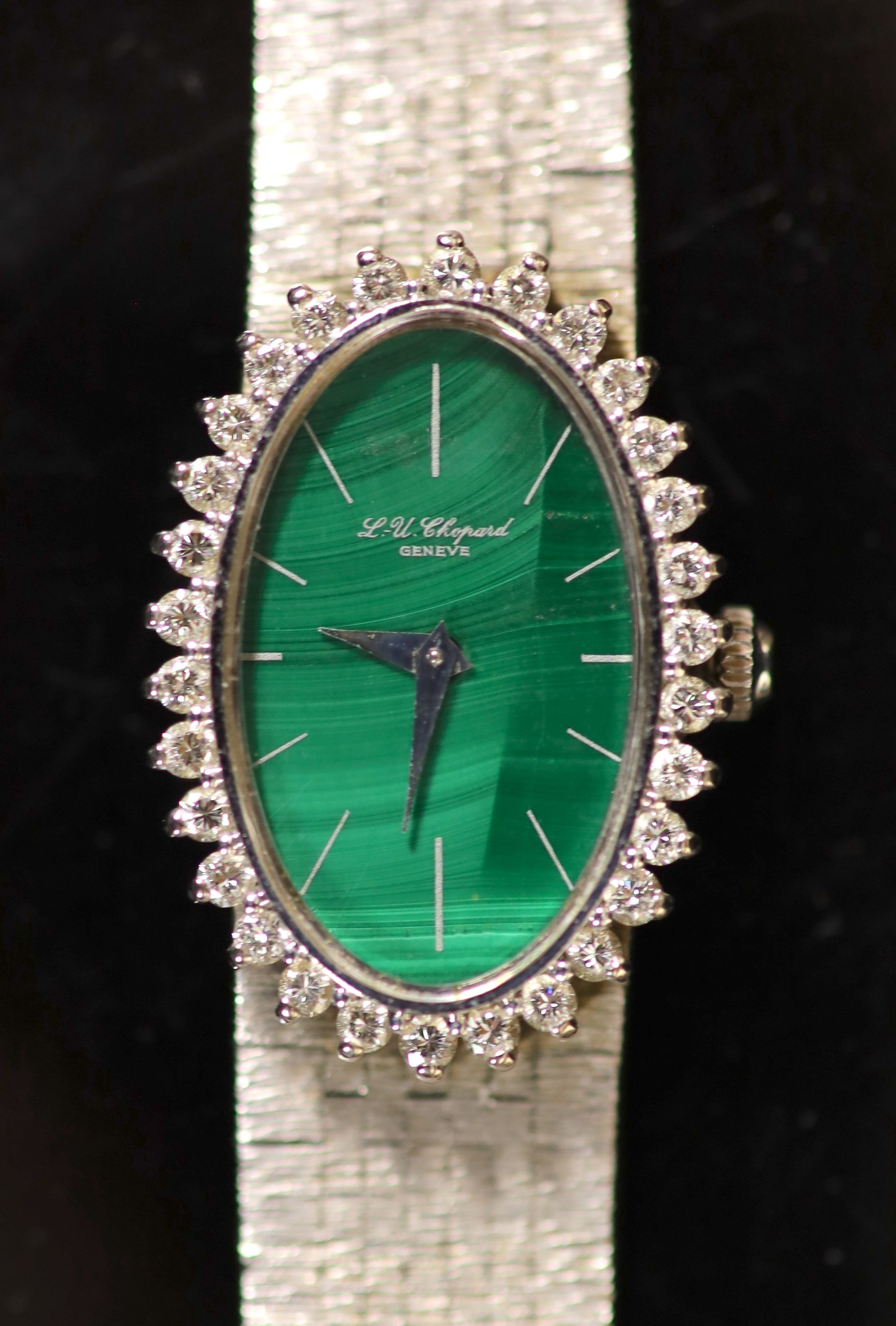 A lady's Chopard 18ct white gold manual wind wrist watch,
